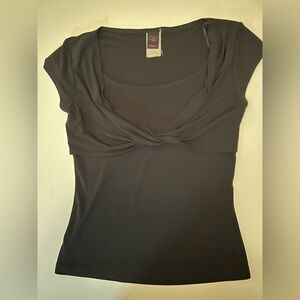 Wrapper Black Short Sleeve Top